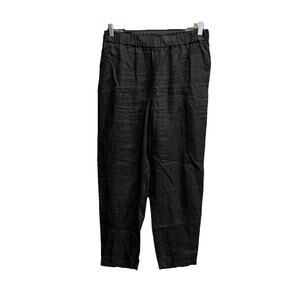 Eileen Fisher Black 100% Organic Linen Pull On Women's Pants Size Petite Medium
